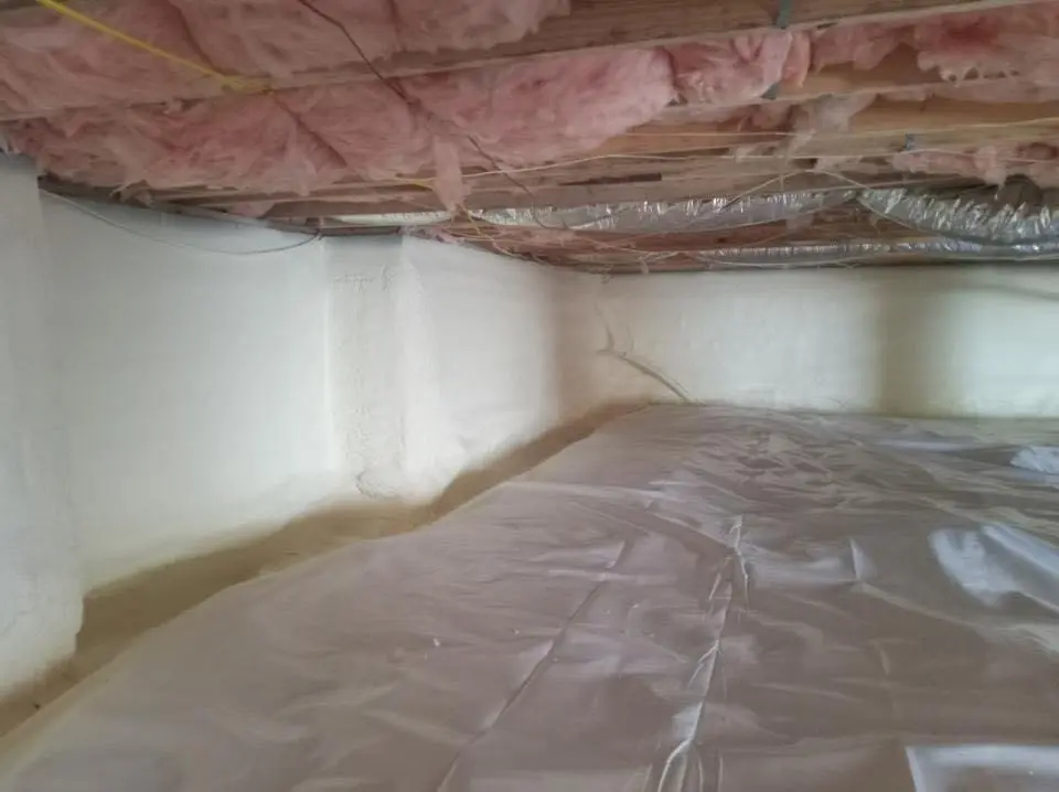 Crawl space encapsulation with closed-cell spray foam for Roof Leak Repair in Buckingham